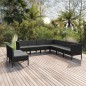 vidaXL Set de muebles de jardín 9 pzas cojines ratán sintético negro vidaXL Set de muebles de jardín 9 pzas cojines ratán sintético negro