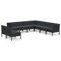vidaXL Set de muebles de jardín 9 pzas cojines ratán sintético negro vidaXL Set de muebles de jardín 9 pzas cojines ratán sintético negro