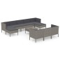 vidaXL Set de muebles de jardín 11 pzas y cojines ratán sintético gris vidaXL Set de muebles de jardín 11 pzas y cojines ratán sintético gris