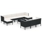 vidaXL Set muebles de jardín 11 pzas y cojines ratán sintético negro