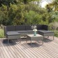 vidaXL Set de muebles de jardín 7 pzas y cojines ratán sintético gris vidaXL Set de muebles de jardín 7 pzas y cojines ratán sintético gris