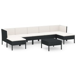 vidaXL Set de muebles de jardín 8 pzas y cojines ratán sintético negro