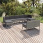 vidaXL Set de muebles de jardín 9 pzas y cojines ratán sintético gris vidaXL Set de muebles de jardín 9 pzas y cojines ratán sintético gris