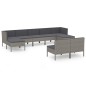 vidaXL Set de muebles de jardín 9 pzas y cojines ratán sintético gris vidaXL Set de muebles de jardín 9 pzas y cojines ratán sintético gris