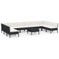 vidaXL Set de muebles de jardín 11 pzas cojines ratán sintético negro vidaXL Set de muebles de jardín 11 pzas cojines ratán sintético negro