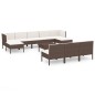 vidaXL Set muebles de jardín 11 pzas y cojines ratán sintético marrón vidaXL Set muebles de jardín 11 pzas y cojines ratán sintético marrón