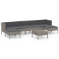 vidaXL Set de muebles de jardín 8 pzas y cojines ratán sintético gris vidaXL Set de muebles de jardín 8 pzas y cojines ratán sintético gris