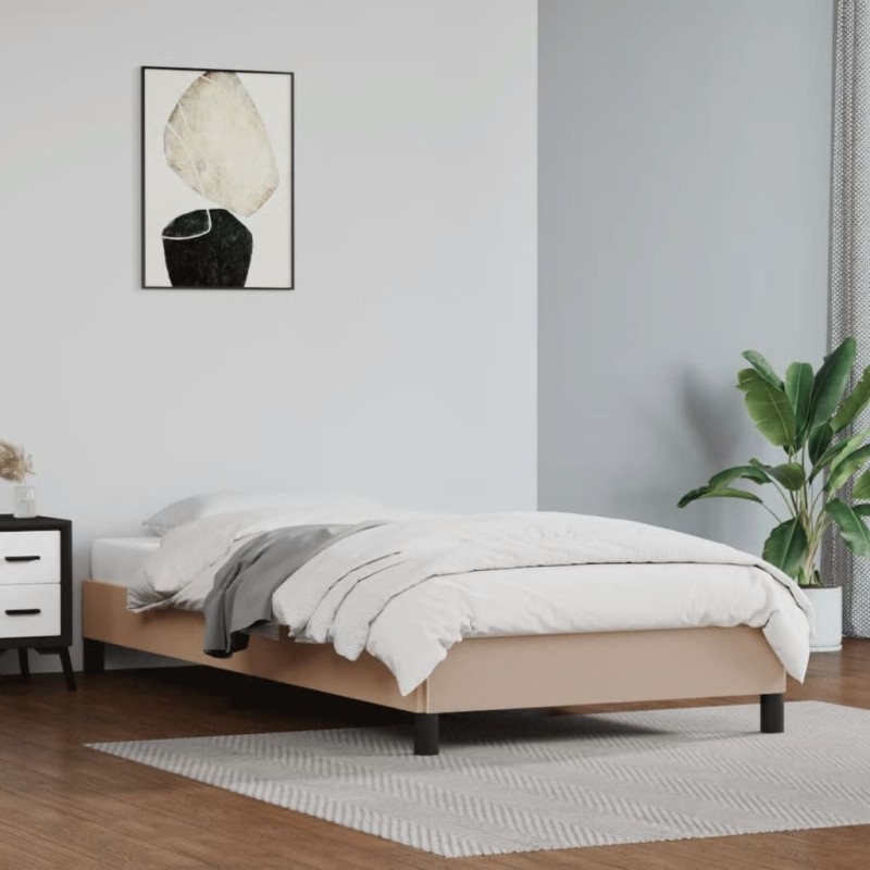 vidaXL Estructura de cama cuero sintético color capuchino 80x200 cm vidaXL Estructura de cama cuero sintético color capuchino 80x200 cm