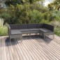 vidaXL Set de muebles de jardín 6 pzas y cojines ratán sintético gris vidaXL Set de muebles de jardín 6 pzas y cojines ratán sintético gris
