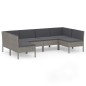 vidaXL Set de muebles de jardín 6 pzas y cojines ratán sintético gris vidaXL Set de muebles de jardín 6 pzas y cojines ratán sintético gris