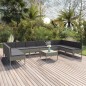 vidaXL Set de muebles de jardín 11 pzas y cojines ratán sintético gris vidaXL Set de muebles de jardín 11 pzas y cojines ratán sintético gris