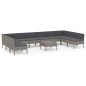 vidaXL Set de muebles de jardín 11 pzas y cojines ratán sintético gris vidaXL Set de muebles de jardín 11 pzas y cojines ratán sintético gris