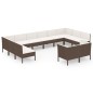 vidaXL Set muebles de jardín 12 pzas y cojines ratán sintético marrón vidaXL Set muebles de jardín 12 pzas y cojines ratán sintético marrón