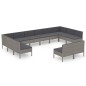 vidaXL Set de muebles de jardín 12 pzas y cojines ratán sintético gris vidaXL Set de muebles de jardín 12 pzas y cojines ratán sintético gris