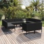 vidaXL Set de muebles de jardín 12 pzas cojines ratán sintético negro vidaXL Set de muebles de jardín 12 pzas cojines ratán sintético negro