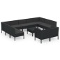 vidaXL Set de muebles de jardín 12 pzas cojines ratán sintético negro vidaXL Set de muebles de jardín 12 pzas cojines ratán sintético negro
