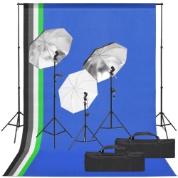 vidaXL Kit de estudio fotográfico con set de luces y fondo