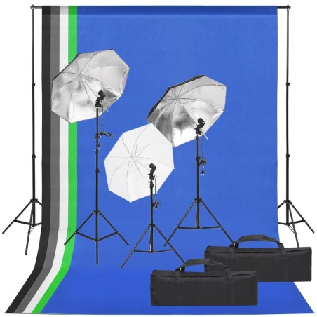 vidaXL Kit de estudio fotográfico con set de luces y fondo