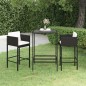vidaXL Set muebles bar jardín 3 piezas y cojines ratán sintético negro vidaXL Set muebles bar jardín 3 piezas y cojines ratán sintético negro