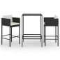 vidaXL Set muebles bar jardín 3 piezas y cojines ratán sintético negro vidaXL Set muebles bar jardín 3 piezas y cojines ratán sintético negro