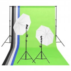vidaXL Kit de estudio fotográfico con set de luces, fondo y reflector