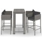 vidaXL Set muebles bar jardín 5 piezas y cojines ratán sintético gris vidaXL Set muebles bar jardín 5 piezas y cojines ratán sintético gris