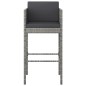vidaXL Set de muebles bar jardín 3 pzas y cojines ratán sintético gris vidaXL Set de muebles bar jardín 3 pzas y cojines ratán sintético gris