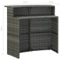 vidaXL Set de muebles bar jardín 3 pzas y cojines ratán sintético gris vidaXL Set de muebles bar jardín 3 pzas y cojines ratán sintético gris