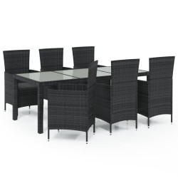 vidaXL Juego de comedor de jardín 7 piezas ratán sintético negro