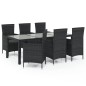 vidaXL Juego de comedor de jardín 7 piezas ratán sintético negro vidaXL Juego de comedor de jardín 7 piezas ratán sintético negro