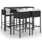 vidaXL Set de bar de jardín 5 pzas y cojines ratán sintético negro vidaXL Set de bar de jardín 5 pzas y cojines ratán sintético negro