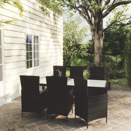 vidaXL Juego de comedor de jardín 7 piezas ratán sintético negro