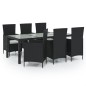 vidaXL Juego de comedor de jardín 7 piezas ratán sintético negro vidaXL Juego de comedor de jardín 7 piezas ratán sintético negro