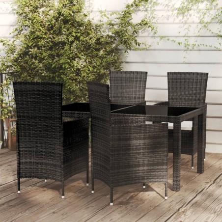 vidaXL Juego de comedor de jardín 5 piezas con cojines ratán PE negro