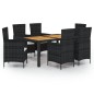 vidaXL Juego de comedor de jardín 7 piezas ratán sintético negro vidaXL Juego de comedor de jardín 7 piezas ratán sintético negro