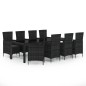 vidaXL Set comedor de jardín 9 piezas y cojines ratán sintético negro vidaXL Set comedor de jardín 9 piezas y cojines ratán sintético negro