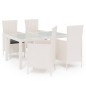 vidaXL Juego comedor de jardín 5 pzas y cojines ratán sintético blanco vidaXL Juego comedor de jardín 5 pzas y cojines ratán sintético blanco