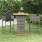 vidaXL Set de muebles bar jardín 3 pzas y cojines ratán sintético gris vidaXL Set de muebles bar jardín 3 pzas y cojines ratán sintético gris