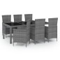 vidaXL Set de comedor de jardín 7 pzas y cojines ratán sintético gris vidaXL Set de comedor de jardín 7 pzas y cojines ratán sintético gris