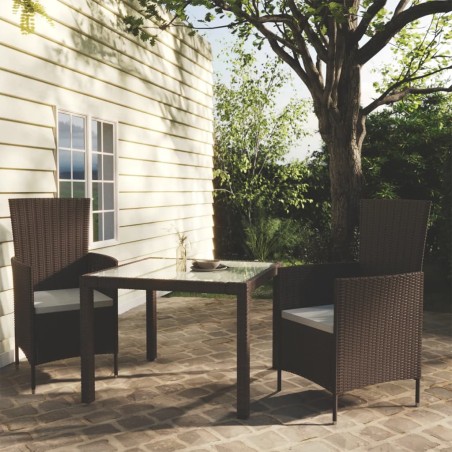 vidaXL Juego de comedor de jardín 3 piezas ratán sintético marrón