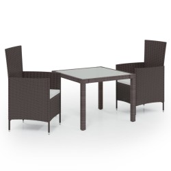 vidaXL Juego de comedor de jardín 3 piezas ratán sintético marrón
