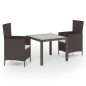 vidaXL Juego de comedor de jardín 3 piezas ratán sintético marrón vidaXL Juego de comedor de jardín 3 piezas ratán sintético marrón