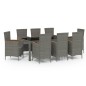 vidaXL Set de comedor de jardín 9 pzas y cojines ratán sintético gris vidaXL Set de comedor de jardín 9 pzas y cojines ratán sintético gris