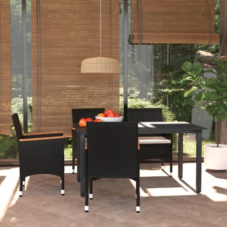 vidaXL Juego muebles jardín 5 pzas con cojines ratán sintético negro