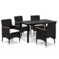 vidaXL Juego muebles jardín 5 pzas con cojines ratán sintético negro vidaXL Juego muebles jardín 5 pzas con cojines ratán sintético negro