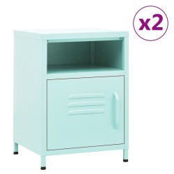 vidaXL Mesitas de noche 2 uds acero verde menta 35x35x51 cm