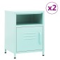 vidaXL Mesitas de noche 2 uds acero verde menta 35x35x51 cm