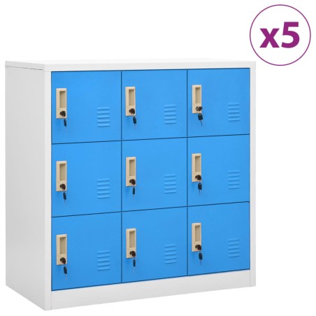 vidaXL Armarios taquilla 5 uds acero gris claro y azul 90x45x92,5 cm