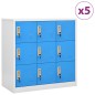 vidaXL Armarios taquilla 5 uds acero gris claro y azul 90x45x92,5 cm vidaXL Armarios taquilla 5 uds acero gris claro y azul 90x45x92,5 cm