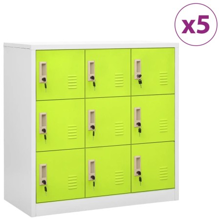 vidaXL Armarios taquilla 5 uds de acero gris y verde 90x45x92,5 cm